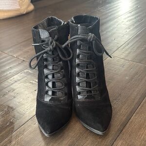 Mossimo Supply Co Black Lace Up Boots with Pointed Toe